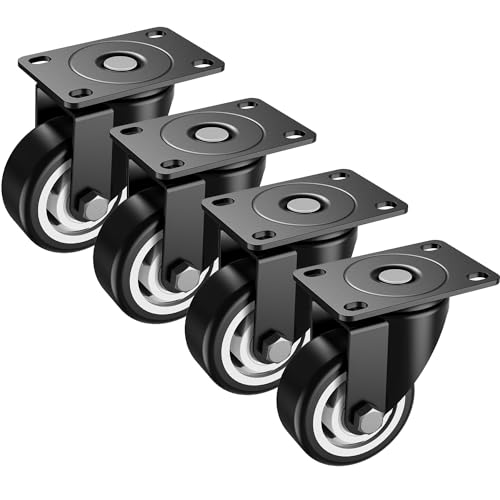 3 inch Swivel Caster Wheels, Heavy Duty Plate Casters with no Brakes Total Capacity 1000lbs (Pack of 4)