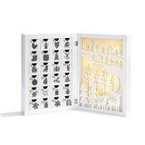 Wooden Advent Calendar with Drawers, 12 Inch Reusable Advent Calendar with Lights, White Wood, Battery Operated, Empty Boxes to Fill, Decorative Fold Out Wood Advent Calendar for Kids