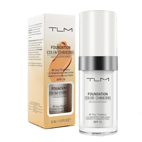 TLM Colour Changing Liquid Foundation Hides Wrinkles & Lines, BB Cream Makeup Base Concealer Cover Moisturizing Fluid for all Skin Tone SPF15, Pack of 1