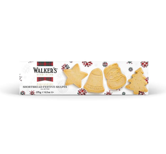 WALKERS Shortbread Festive Shapes Butter Cookies, 6.2-Ounce Box - 1 Pack