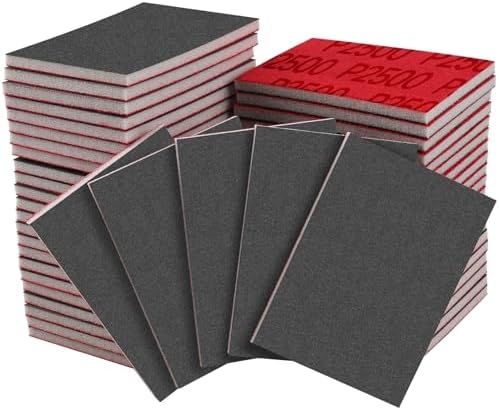 20 Pcs 3 x 4 Inch 2500 Grit Sanding Sponge Set, Ultra Fine Sanding Sponges Pads, Soft Foam Hand Sander Block Wet Dry Sandpaper for Model Drywall Metal Wood Furniture Polishing