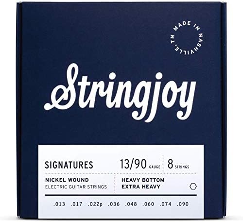 Stringjoy HVY138 8 String Signatures Nickel Electric Guitar Strings, (Heavy Bottom Extra Heavy Gauge, 13-90)