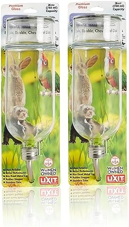 Lixit Chew Proof Flat Sided Water Bottles for Rabbits, Ferrets, Rats, Birds, Hamsters, Guinea Pigs, Chinchillas Gerbils and Other Small Animals (26oz Pack of 2)
