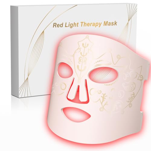 Red Light Therapy for Face, LED Face Mask Light Therapy,Near-Infrared 850 Red Light Therapy Mask(NIR),Portable,Rechargeable and Remote