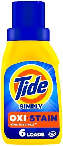 Tide Simply + Oxi Liquid Laundry Detergent, Refreshing Breeze, 6 loads, 10 fl oz, Pack of 12