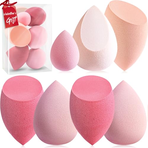Makeup Sponge Set Foonbe Blender Sponges 7 Pcs for Liquid, Cream, and Powder, Latex Free, Multi colored Beauty Sponges with 1 Mini Sponge, Vegan & Cruelty-Free,Ideal Gifts for Women on Valentine's Day