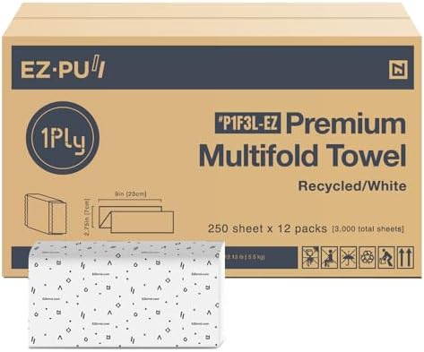 EZbrnd Premium Recycled 1ply MULTIFOLD Paper Towels, FSC certified, 250 Sheets x 12 pk, P1F3L-EZ