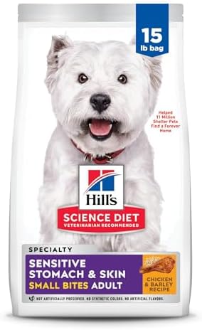 Hill's Science Diet Sensitive Stomach & Skin, Adult 1-6, Stomach & Skin Sensitivity Support, Small Kibble, Dry Dog Food, Chicken Recipe, 15 lb Bag