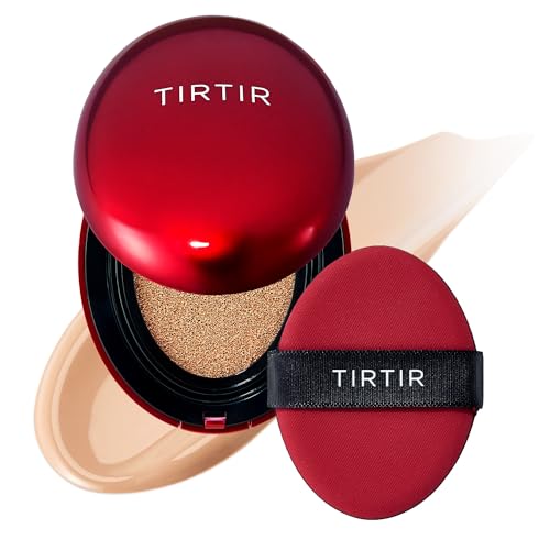 TIRTIR Mask Fit Red Cushion Foundation | Full coverage, Weighless, Skin fit, Satin Glow Finish, Korean cushion foundation (#24N Latte, 0.63 Fl Oz (Pack of 1))