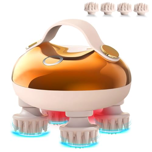 figifidia Electric Scalp Massager Hair Growth, IPX7 Waterproof Hair Scalp Massager Stress Relax, Portable Rechargeable Head Massager with 8 Removable Massage Claws, Idea Gifts