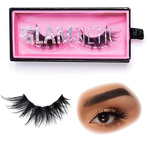 Glamnetic Magnetic Eyelashes - Birthday Bi$h | Medium Magnetic Lashes, 60 Wears Reusable Faux Mink Lashes, Wispy Cat Eye - 1 Pair