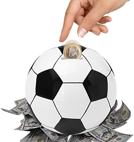 Soccer Piggy Bank for Boys Soccer Money Bank World Cup 2022 Piggy Bank for Kids Soccer Ball Themed Ceramic Coin Jar Children Cash Coin for Him