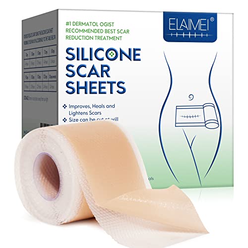 Silicone Scar Sheets (1.6”x 130”, 3.3M), Professional Silicone Scar Tape, Silicone Scar Strips, Reusable Scar Removal Sheets for Surgical Scars, C-Section, Surgery, Burn, Keloid, Acne