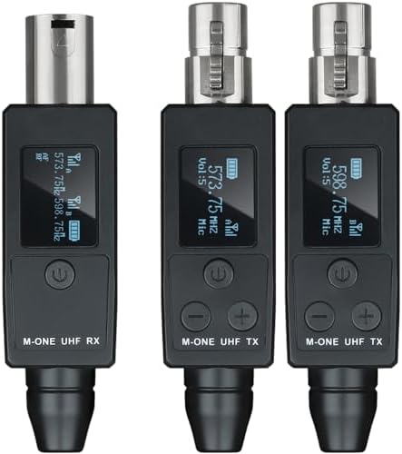 YXG UHF Wireless XLR Transmitter and Receiver Plug-on Wireless Microphone System for Dynamic/Condenser Microphone,with 48V Phantom Power, Electric Guitar/Bass, and More,Audio Mixer, PA System