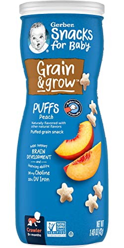 Gerber Graduates Puffs Cereal Snack, Peach, 1.48 Ounce