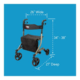 Carex Crosstour Rolling Walker Rollator - Rolling Walker with Seat - Folding, Euro Style Rollator, 4 Wheel Walker for Seniors- 300lb Capacity, Walker with Seat for Seniors