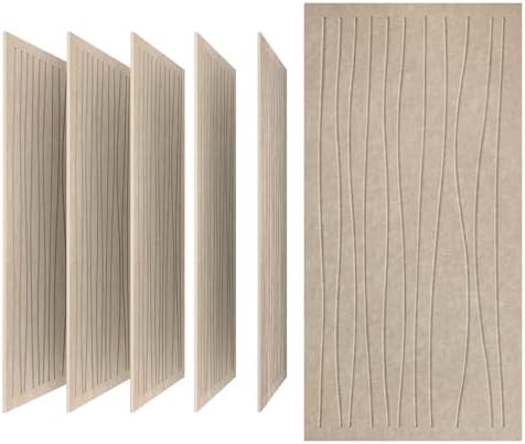 UMIACOUSTICS 6 PCS Sound Proof Panels,47.2 x 23.6 Inches Sound Absorbing Panels,Decorative Acoustic Panels in Art Curve Shaped Light Tan Color