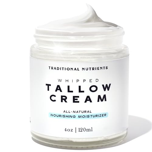 Whipped Tallow Face Moisturizer Pure Suet Beef Tallow Grass Fed Non-Greasy Nourishing Tallow Cream for Sensitive Skin - 4oz