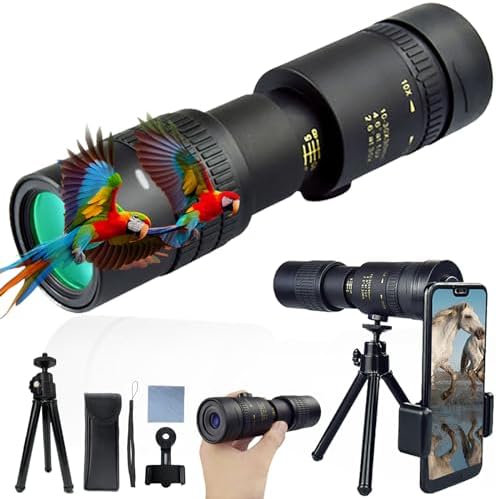 30x40 Monoculars for Adults High Powered, Compact Handheld Monocular Telescope for Smartphone, Mini Pocket Handheld Monocular with Flexible Tripod for Hunting, Star Gazing, Bird Watching, Travel