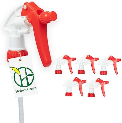 Spray Bottle Nozzle Replacement, Bottle Tops Only - Sprayer Nozzle Triggers for Heavy Duty, Commercial, Home Cleaning Solutions - Fits 8,16,24,32 oz Plastic & Glass Bottles, Red 6 pack