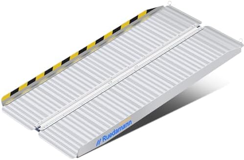 Ruedamann 5 FT Portable Wheelchair Ramp, Sturdy Non-Slip Aluminum Wheelchair Ramp with Upgraded Hinge, Aluminum Folding Ramp for Doorways, Ramp for Wheelchairs, Scooters, Steps, Stairs, Pets