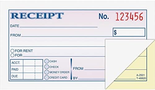 Adams DC2501 Money Receipt Book Tape BND 2-Part 2-3/4-Inch x5-3/8-Inch 50/Bk WE/CA