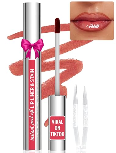 Lip Liner - Lip Liner Stain, Peel Off Lip Stain, Long Lasting Lip Stain Peel Off with Natural Finish, Easy to Use, Waterproof, Smudge-proof, Transfer-proof, Highly Pigmented Color, Cocoa