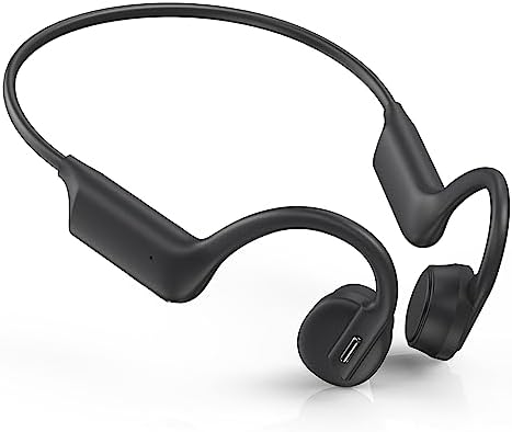 Bone Conduction Headphones, Open Ear Headphones Wireless Bluetooth 5.3 with Mic, IPX5 Waterproof Sweatproof Sport Earphones for Running, Cycling, Workout (Black)