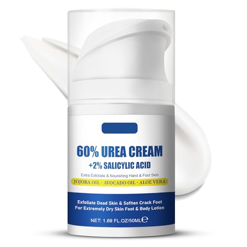 60% Urea plus 2% Salicylic Acid Foot Cream, Intense Hydration for Dry Cracked Feet Hands and Unisex Whole Body Lotion Moisturizer Hydrate & Nourish Foot Care for Softens Skin Exfoliates Dead Skin