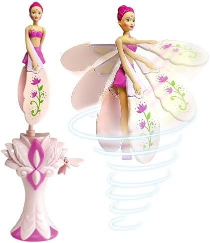 Sky Dancers Fuchsia Fantasy – The Original Flying Doll Toy – Pull String Powered, Use Indoors or Outdoors, No Batteries Required, Gift for Kids 6+