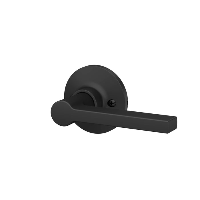 Lock Scout Straight Lever with Round Trim Dummy Door Handle, Matte Black Finish