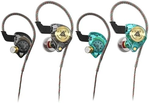 Wired Gaming Earbuds 2 Pack, Ak3file in Ear Monitors, Deep Bass Sound Wired Earbuds, HiFi in Ear Headphones with 1DD 10mm Dynamic Driver, IEM for Music Gaming Video Calling (Black+Green)