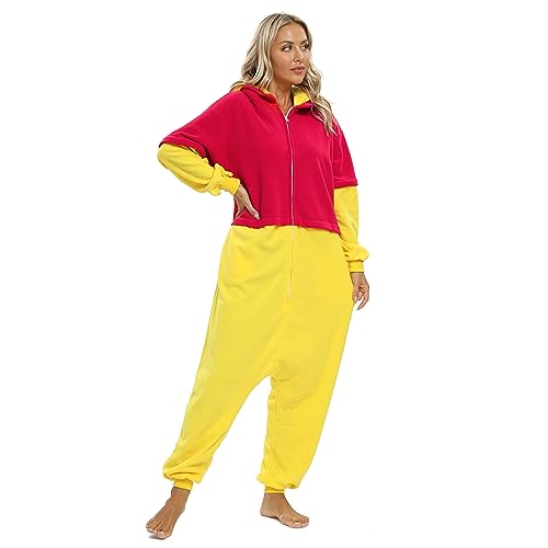 NAITOKE Adults Animal Onesie Halloween Costumes Cosplay Pajamas Red Yellow