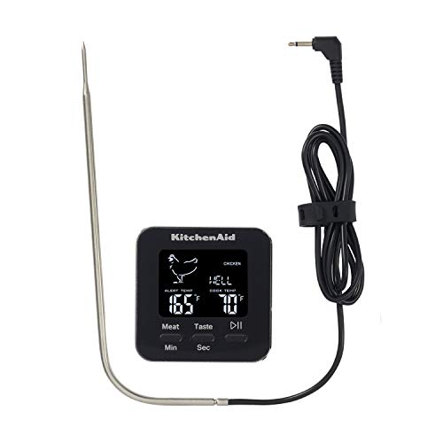 KitchenAid KQ906 Programmable Wired Probe Thermometer, TEMPERATURE RANGE: -40F to 482F/-40C to 250C, Black