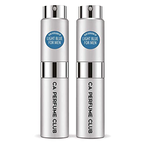CA Perfume Impression of Dolce & Gab Light Blue For Men Replica Version Fragrance Dupes Concentrated Long Lasting Eau de Parfum Spray Refillable Atomizer Bottle 0.27 Fl Oz-X2