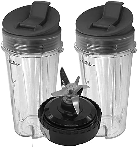 Replacement 16oz cup with lid and extractor blade,Compatible with NINJA ULTIMA BLENDER: /BL810QSL 30/BL830CB 30 /BL810QON 30/BL810 30/BL820 30/BL830 30 (Bl810(cup with sip seal lid))