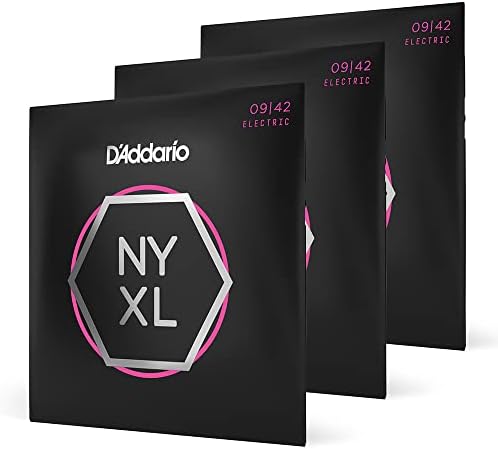 D'Addario Guitar Strings - NYXL Electric Guitar Strings - NYXL0942-3P - Unrivaled Strength, Tuning Stability, Enhanced Mid-Range - For 6 String Guitars - 09-42 Super Light, 3-Pack