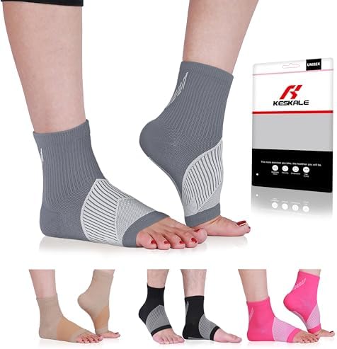 Compression Socks for Women & Men Open Toe (3 Pairs), Ankle Brace Compression Sleeve with Neuropathy, Foot Compression sleeve for Swelling, Pain & Plantar Fasciitis Relief (Gray, S)