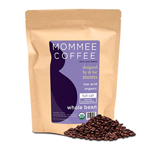 Mommee Coffee - Full Caf | Low Acid, Organic, Fair Trade, Water Processed | Whole Bean, 22oz.