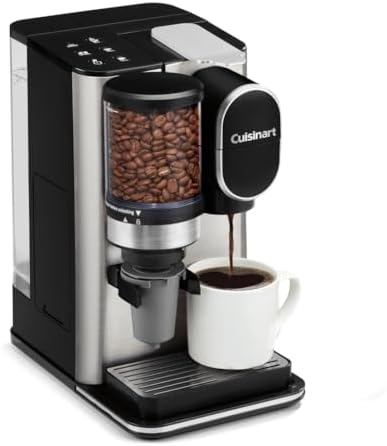 Cuisinart Single Serve Coffee Maker + Coffee Grinder, 48-Ounce Removable Reservoir, 120 volts, Stainless Steel, DGB-2SS