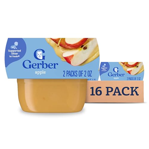 Gerber 1st Foods Baby Food, Apple Puree, Natural & Non-GMO, 2 Ounce Tubs, 2-Pack (Pack of 8)
