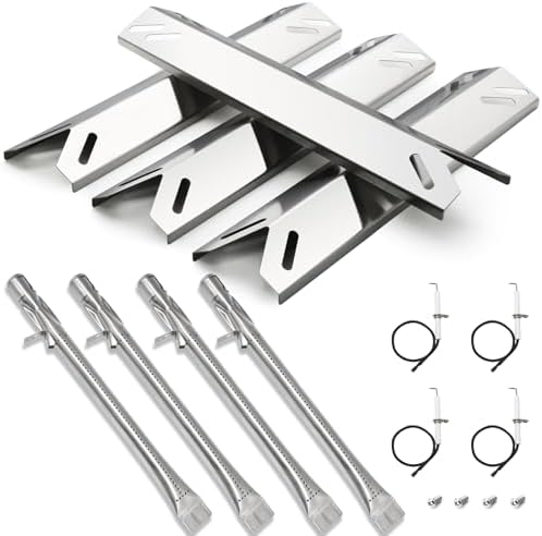 Hiorucet Grill Replacement Parts for Cuisinart 4 Burner Gas Grill GAS9456AS GAS2456AS GAS9456ASO GAS1456ASO, 5 Burner Gas Grill GAS9556AS GAS2556AS GAS2420AS, Stainless Steel Heat Plate Burner Igniter