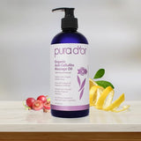 PURA D’OR 16 Oz Organic Anti-Cellulite Massage Oil for Toned Legs and Butt - Lemon Peel Oil, Moringa Oil, Grape Seed Oil, Grapefruit Oil & Eucalyptus Oil - Skin Firming & Tightening