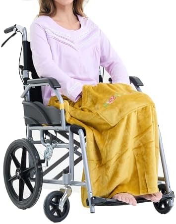 Keyocean Wheelchair Blanket, Soft Lightweight Warm Lap Blacket for Elderly, Honey Gold