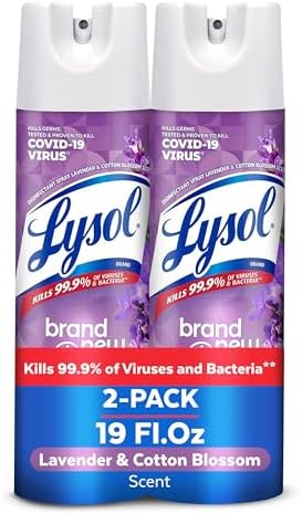 LYSOL Disinfectant Spray, Sanitizing and Antibacterial Spray, For Disinfecting and Deodorizing, Lavender & Cotton Blossom Scent, 19 Oz (Pack of 2)