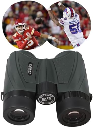 5x25 15.8° Ultra Wide Angle Binoculars for Sports – Large Field of View, 829ft/ 1000yds – Compact Binoculars for Spectator Sports – Portable for NFL, Golf, Tennis, Baseball, Badminton