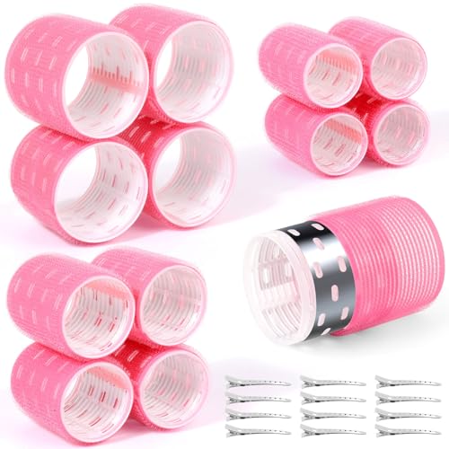 Thermal Jumbo Rollers Hair Curlers Set with Clips - 24 Large Self-Grip Rollers for Volume and Curls on Long, Medium, Short Hair (63mm, 48mm, 36mm)