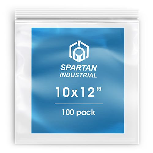 Spartan Industrial - 10" X 12" (100 Count) Quart Clear Reclosable Zip Plastic Poly Bags with Resealable Lock Seal Zipper - 2 Mil