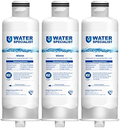 Waterspecialist DA97-17376B Replacement for Samsung HAF-QIN/EXP, HAF-QIN, RF28T5001SR, DA97-08006C, RS27T5200SR, RF28R7351SG, RF24R7201SR, RF27T5201SR, WS645A, Refrigerator Water Filter (Pack of 3)