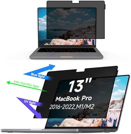 Laptop Privacy Screen MacBook Air 13 inch (2018-2021,M1), MacBook Pro 13 inch (2016-2022,M1,M2), Removable Computer Screen Privacy Filter Shield for Mac 13Inch